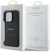 Guess Leather Saffiano Peony Classic Logo Hardcase with MagSafe for iphone 16 Pro 6.3" Black - GUHMP16LPSAPSMEK