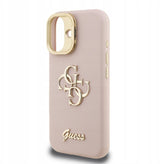 Guess PU Grained 4G Logo Stand Camera Frame Case for iPhone 16 6.1" Pink - GUHCP16SPCS4GSP