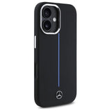 Mercedes Benz Silicone Blue Stripe Case with MagSafe for iPhone 16 6.1" Case Black - MEHMP16S23SUMBK