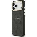 Guess PU Leather 4G Gold Frame Case with MagSafe for iPhone 17 Pro Max 6.9" Black -GUHMP17XP4MSEGCK