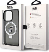 Karl Lagerfeld Karl & Choupette with MagSafe & Ring Stand for iphone 15 Pro 6.1" Black - KLHMP15LHMRSKCK
