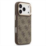 Guess PU Leather 4G Gold Frame Case with MagSafe for iPhone 17 Pro 6.3" Brown - GUHMP17LP4MSEGCW