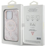 Guess 4G Collection Leather Metal Logo with MagSafe Hard Case for iphone 15 Pro Max 6.7" Pink - GUHMP15XG4GFRP