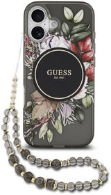 Guess IML Flowers Strap Case with MagSafe for iPhone 17 6.3" Black - GUHMP17SHFWBRCESK