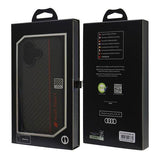 Audi Carbon Fiber Sports Red Stripe Hardcase with MagSafe for iPhone 16 6.1" Black - AUS-TPUPCIP-16-R8/D1-BK