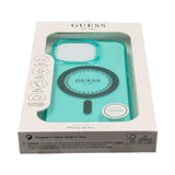 Guess IML Rhinestones Case with MagSafe for iPhone 16 Pro 6.3" Green - GUHMP16LPFTDTEN