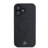 Mercedes Plain Smooth Leather Case with MagSafe for iPhone 16 6.1" Black - MEHMP16S23RCMK