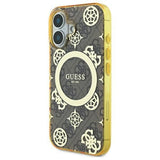 Guess IML Peony On 4G Background Case with MagSafe for iPhone 16 6.1" Brown - GUHMP16SH4PYEEW