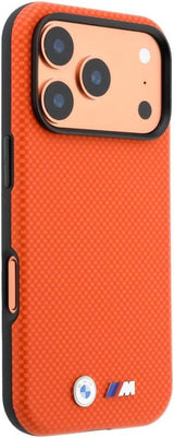 BMW M Quadrille Kevlar Metal Logo Case with MagSafe for iPhone 17/18 Pro 6.3" Orange - BMHMP18L25SWPUKEO