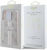 Guess Leather 4G Printed Stripes Hardcase with MagSafe for iphone 16 Pro Max 6.9" Pink - GUHMP16XP4RPSP