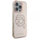 Karl Lagerfeld IML Rhinestones Karl Head Case for iPhone 16 Pro 6.3" Pink- KLHCP16LHKHDCELP