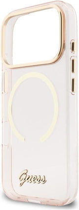 Guess IML Script Metal Logo Case with MagSafe for iPhone 17 Pro Max 6.9" Pink - GUHMP17X5HTCSMSP