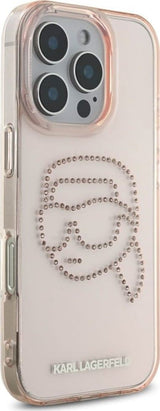 Karl Lagerfeld IML Rhinestones Karl Head Case for iPhone 16 Pro Max 6.9" Pink- KLHCP16XHKHDCELP