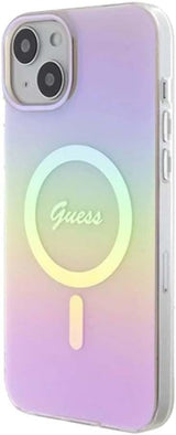 Guess IML Iridescent Script Hard Case with MagSafe for iphone 15 6.1" Pink - GUHMP15SHITSP