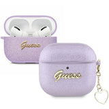 Guess Metallic Script Charm Case for AirPods 4 Purple - GUA4PGMCSU