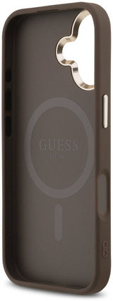 Guess PU Leather 4G Triangle Logo Gold Frame Case with MagSafe for iPhone 17 6.3" Brown - GUHMP17SP4GTDGMW