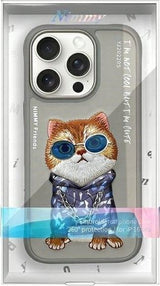 Nimmy Glasses Cool Cat Case for iPhone 16 Pro Max 6.9" Grey - N-YJ-iP16-Pro-Max-05-B