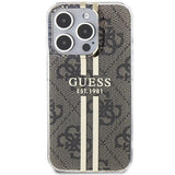 Guess IMG 4G Gold Stripe Hard Case for iphone 15 Pro Max 6.7" Brown - GUHCP15XH4PSEGW