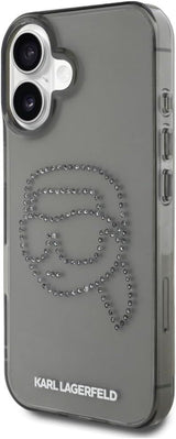 Karl Lagerfeld IML Rhinestones Karl Head Case for iPhone 16 6.1" Black - KLHCP16SHKHDCELK