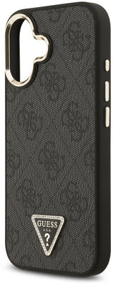 Guess PU Leather 4G Triangle Logo Gold Frame Case with MagSafe for iPhone 17 6.3" Black - GUHMP17SP4GTDGMK