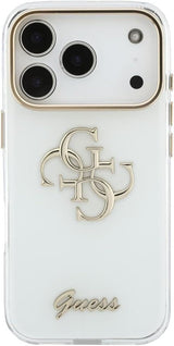 Guess IML 4G Script Metal Logo Case for iPhone 17/18 Pro 6.3" White - GUHCP18L5HC4MLSH