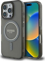Guess IML Glitter Circle Case with MagSafe for iPhone 16 Pro 6.3" Black - GUHMP16LHFGEREK