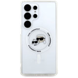 Karl Lagerfeld Button Karl & Choupette Heads Printed Logo Case with MagSafe for Samsung Galaxy S25 Ultra 6.9" Clear - KLHMS25LHLSKCH