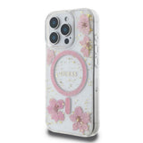 Guess Resin Flower Glitter Hardcase with MagSafe for iPhone 16 Pro 6.3" Pink - GUHMP16LRBFGFGMP