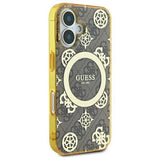 Guess IML Peony On 4G Background Case with MagSafe for iPhone 16 6.1" Brown - GUHMP16SH4PYEEW
