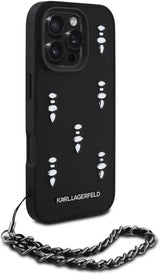 Karl Lagerfeld Saffiano Crystals with Chain Case for iPhone 16 Pro 6.3" Black - KLHCP16LPSADJSK