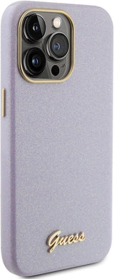 Guess Glitter Glossy Script Hard Case for iphone 15 Pro Max 6.7" Lilac - GUHCP15XPGMCSL