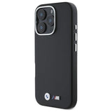 BMW M Series Smooth Full Wrapped Metal Case with MagSafe for iPhone 16 Pro 6.3" Black - BMHCP16L2PMWK