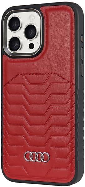 Audi Synthetic Leather Hard Case with MagSafe for iPhone 15 Pro 6.1" Red - AU-TPUPCMIP15P-GT/D3-RD