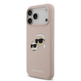 Karl Lagerfeld Liquid Silicone Karl and Choupette Head Case for iPhone 17 Pro Max 6.9" Pink - KLHMP17XSKCHPPLP