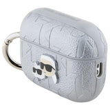 Karl Lagerfeld PU Embossed Karl and Choupette Head Case for AirPods Pro 2 Silver - KLAP2PGKCPS
