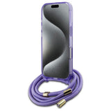 Guess Crossbody Cord Script Case with MagSafe for iPhone 16 Pro 6.3" Purple - GUHMP16LHCTSGNSU