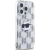 Karl Lagerfeld IML Choupette Head & Monogram Case for iPhone 15 Pro Max 6.7" Clear - KLHCP15XHKLPCHT