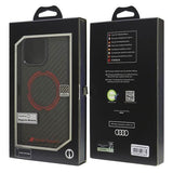 Audi Carbon Fiber Sports Red Circle Hardcase with MagSafe for iPhone 16 Pro Max 6.9" Black/Red - AUS-TPUPCMIP16PM-RSQ/D5-B