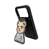 Nimmy Fashion & Cute Black Bear Series Embroidery Magnetic Stand with MagSafe Grey - N-CXMC-ZJKT-11-A