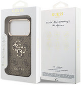 Guess PU Leather 4G Big Logo Gold Frame Case for iPhone 17 Pro Max 6.9" Brown - GUHCP17X4GMGCBR