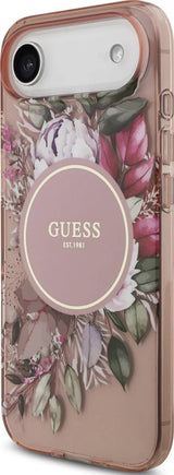 Guess IML Flowers Strap Case with MagSafe for iPhone 17 Air 6.5" Pink - GUHMP17MHFWBRCESP