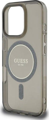 Guess IML Glitter Circle Case with MagSafe for iPhone 16 Pro 6.3" Black - GUHMP16LHFGEREK