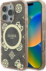 Guess IML Peony On 4G Background Case with MagSafe for iPhone 16 Pro Max 6.9" Brown - GUHMP16XH4PYEEW