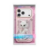 Nimmy White Cat Magnetic Combo Case with Detachable MagSafe Card Holder Stand for iPhone 17 Pro 6.3" Pink - N-CXMC-KTZH-IP17-PRO-04