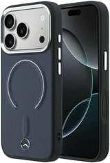 Mercedes Benz Leather Case with 3D MagSafe for iPhone 17 Pro 6.3" Navy Blue - MEHMP17L25PEMMOV