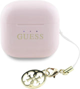 Guess Glossy Effect Printed Classic Logo & Charm TWS Earphones Pink - GUTWSXMCCLP