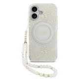 Guess IML Flowers Electro Pearl Strap Case with MagSafe for iPhone 17 6.3" White - GUHMP17SHCPOFPH
