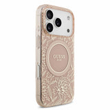 Guess IML Flowers Electro Pearl Strap MagSafe Case for iPhone 17/18 Pro Max 6.9" Pink - GUHMP18XHCPOFPP