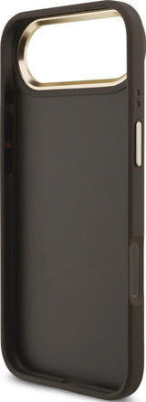Guess PU Leather 4G Metal Logo Gold Frame Case for iPhone 17 Air 6.5" Brown - GUHCP17M4GMGCBR