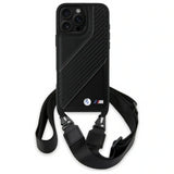 BMW M Series Carbon Stripe & Strap Case for iPhone 16 Pro Max 6.9" Black - BMHCP16X23PSCCK